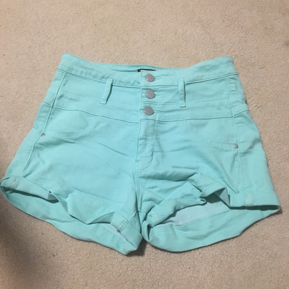 Mint green high waisted shorts